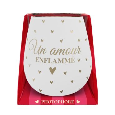 Photophore Saint-Valentin blanc avec message romantique et cœurs dorés | jourdefete.com Photophore Saint-Valentin blanc avec message romantique et cœurs dorés | jourdefete.com
