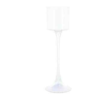 Photophore en verre transparent sur pied 26 cm pour décoration de fête élégante | jourdefete.com