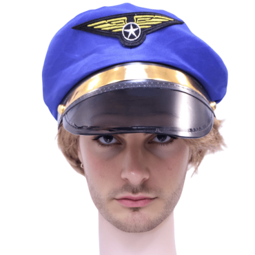 Casquette de pilote d’avion avec insigne ailé et visière dorée | jourdefete.com