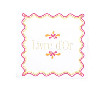 Livre d’or mariage Pink Lemonade blanc citron orange framboise et doré | jourdefete.com
