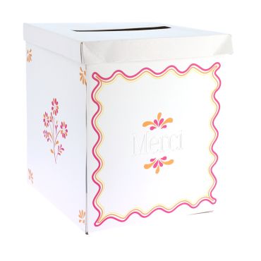 Urne mariage Pink Lemonade Merci blanc citron orange framboise et or | jourdefete.com