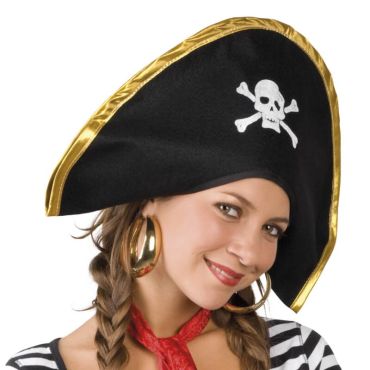 Chapeau Noir de Pirate en tissu | jourdefete.com Chapeau Noir de Pirate en tissu | jourdefete.com