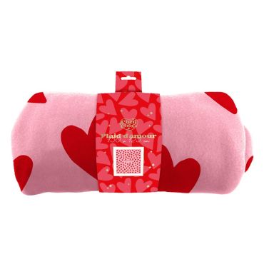 Plaid rose avec cœurs rouges pour un cocon romantique | jourdefete.com