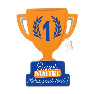 Trophée en bois Super Maître avec message Merci pour tout | jourdefete.com