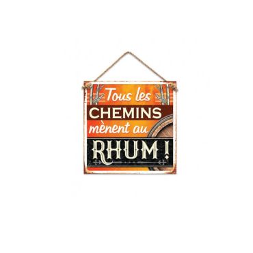 Plaque metal tous les chemins menent au Rhum | jourdefete.com Plaque metal tous les chemins menent au Rhum | jourdefete.com