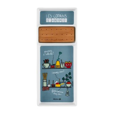 Plateau Apéro avec Piques et Porte-Piques "Les Copains d'Abord" Gris - Derrière La Porte