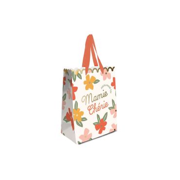 Pochette cadeau (petit modèle) "Mamie Chérie" avec un design floral doux et pastel | jourdefete.com