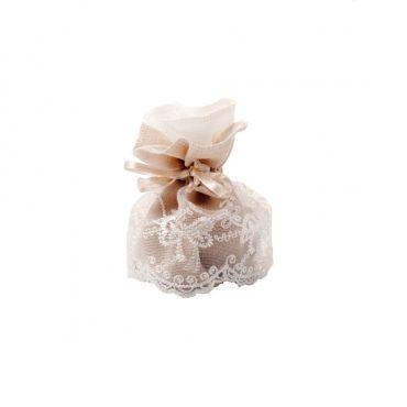 4 Pochons en Dentelle Robe Taupe