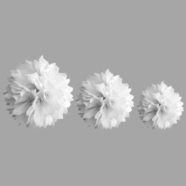 Décoration Pompon Blanc - assortiment de 3 tailles