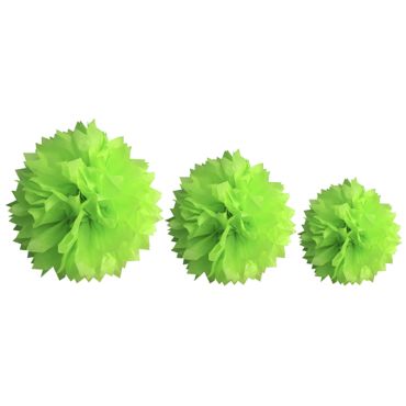 Décoration Pompon Vert Anis - assortiment de 3 tailles