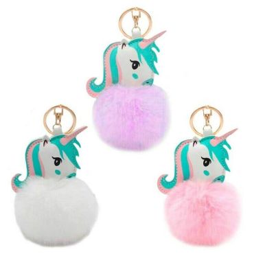 Porte clé - Licorne Pompon - Coloris au Choix | jourdefete.com