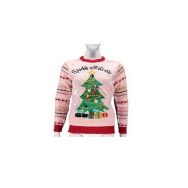 Pull de Noel pour Femme Lumineux Rose Sapin Taille au Choix