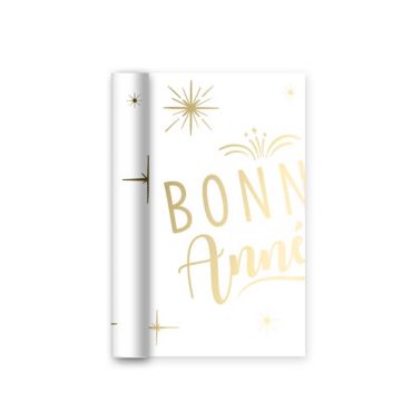 Chemin de table - Bonne Année - 2 M - Couleur blanc et or