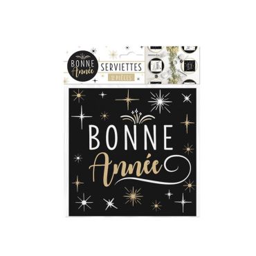12 serviettes en papier noir ou blanc couleur au choix
