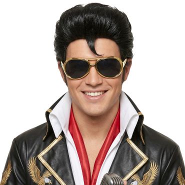 Personne souriante portant des lunettes dorées de star du rock | jourdefete.com