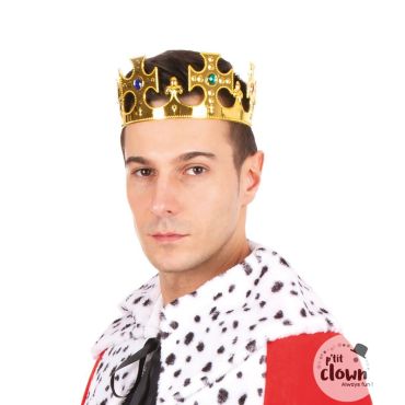 Couronne roi dorée avec pierres pour déguisement royal | jourdefete.com