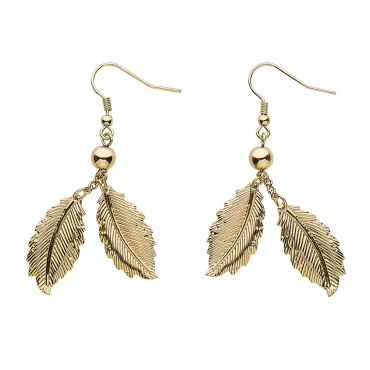 Boucles d’oreilles romaines dorées en forme de feuilles pour costume antique | jourdefete.com