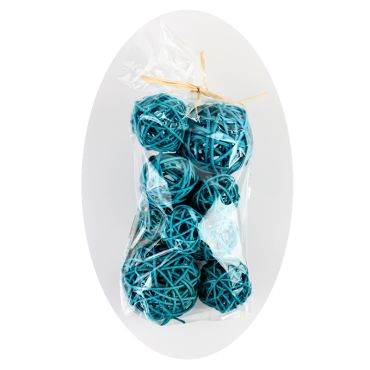 Assortiment de 10 Boules en Rotin - Turquoise
