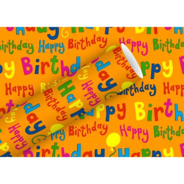 Papier cadeau "Pop Happy Birthday Orange" | jourdefete.com