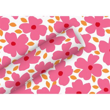 Papier cadeau Poppy Pop Candy aux motifs floraux colorés | jourdefete.com