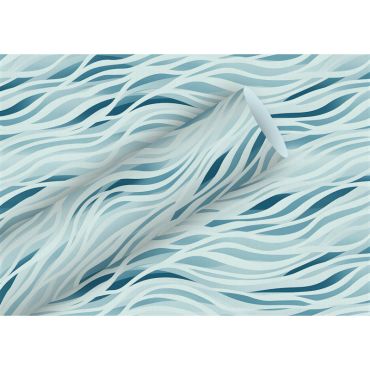 Papier cadeau Vagues Bleu aux motifs ondulés marins | jourdefete.com