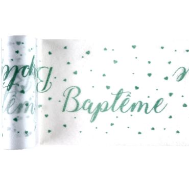 Ruban-Chemin-Table-Baptême–Vert | jourdefete.com
