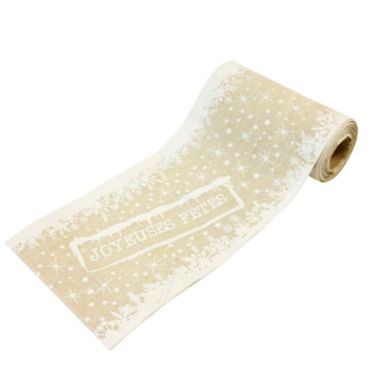 Ruban de Table en Toile "Joyeux Noël" - Blanc | jourdefete.com