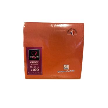 100 serviettes ouate de cellulose 38 x 38 cm dépliée de couleur terracotta