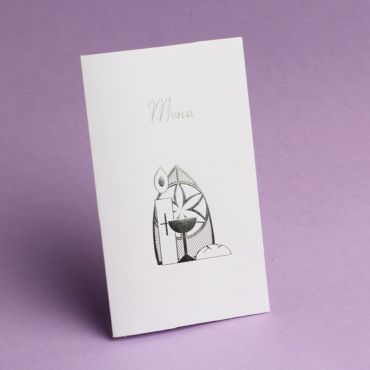 10 Menus de communion - Calice argenté