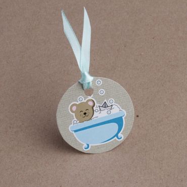 12 Etiquettes Nounours dans sa baignoire - Bleu