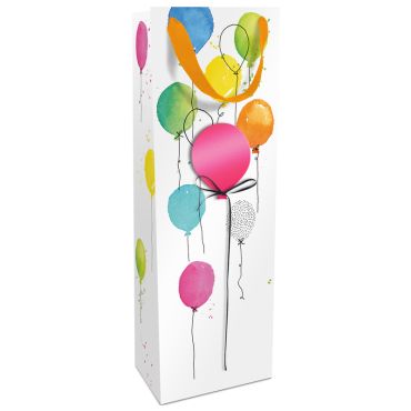 Sac cadeau pour bouteille motif ballons multicolores | jourdefete.com