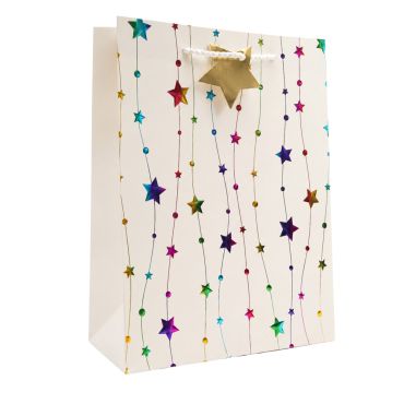 Sac cadeau en papier - Étoiles Multicolores - Taille M
