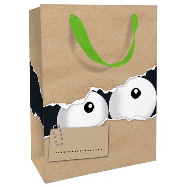 Sac cadeau design Big Eyes en kraft format L | jourdefete.com