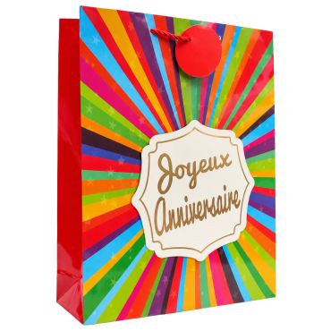 Sac cadeau en papier - Joyeux Anniversaire Pop - Taille L