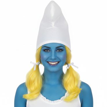 Bonnet Schtroumpf blanc en feutrine pour déguisement | jourdefete.com