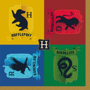 Serviettes en papier Harry Potter avec les 4 maisons pour anniversaire magique | jourdefete.com