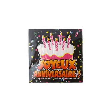 Paquet de 20 serviettes "Joyeux anniversaire" Paquet de 20 serviettes "Joyeux anniversaire"