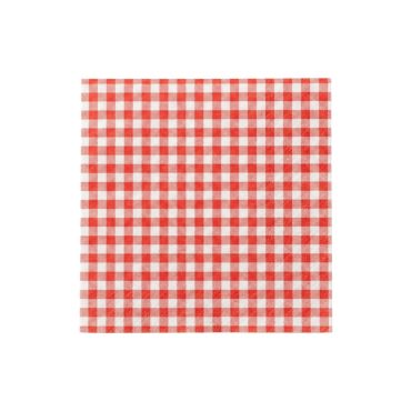 Serviettes en papier carrées avec imprimé vichy à carreaux rouges et blancs pour table de fête | jourdefete.com