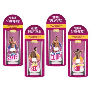Verres strip-tease homme, quatre modèles pour soirées festives | jourdefete.com