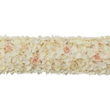 Centre de table floral avec hortensias et roses blanc et rose | jourdefete.com