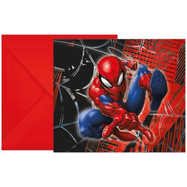 Cartes d’invitation Spider-Man avec enveloppes rouges | jourdefete.com
