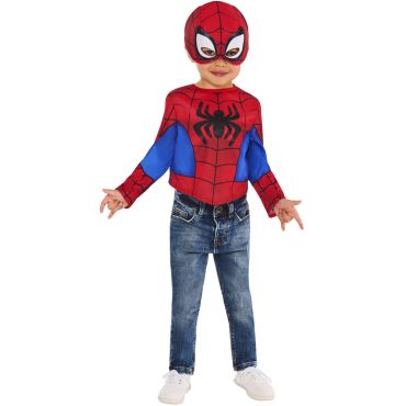 Enfant portant un top et un masque de héros araignée coloré | jourdefete.com