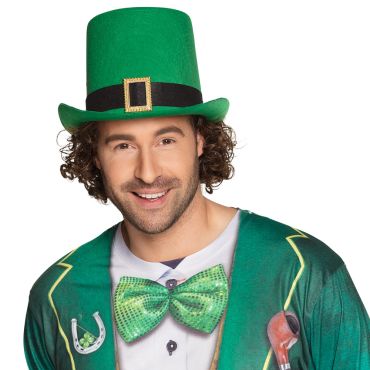 Chapeau Haut-de-Forme Irlandais Saint-Patrick, vert avec boucle dorée | jourdefete.com