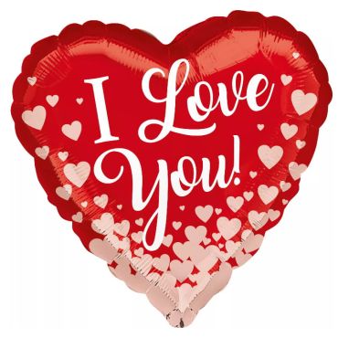 ballon cœur en aluminium I love you et cœurs rose gold | jourdefete.com