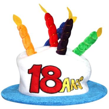 Chapeau Joyeux anniversaire 18 ans blanc