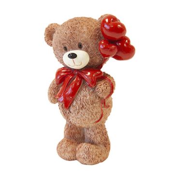 Ourson en résine debout avec ballons cœur décoration romantique Saint-Valentin | jourdefete.com