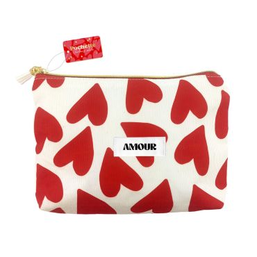 Pochette Amour motif cœurs rouge et blanc Saint-Valentin | jourdefete.com