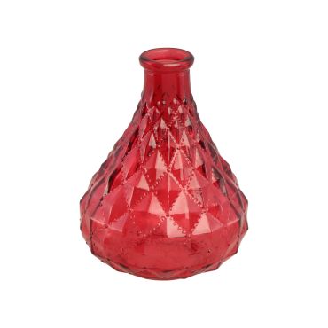 Vase en verre rouge facetté décoration Saint-Valentin | jourdefete.com