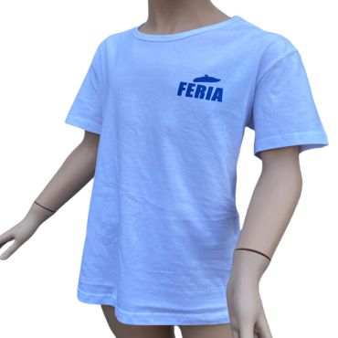 T-shirt blanc et bleu Feria pour enfant taille au choix vue de face