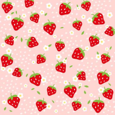 Serviettes en papier roses avec motifs de fraises rouges et de petites fleurs blanches | jourdefete.com